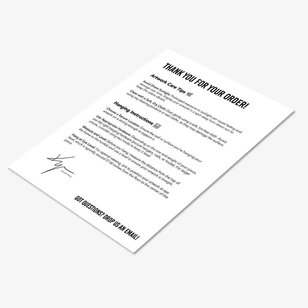 Black and white Prodigi packing slip example