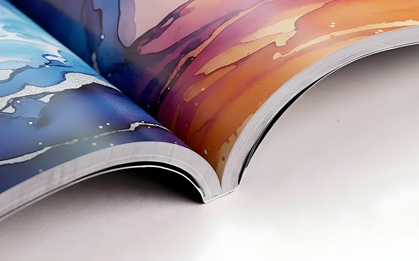 Close-up of a magazine spine