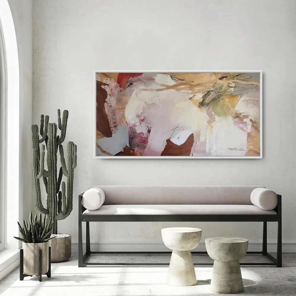 Natasha Barnes wall art, with rich textures and deep aubergine tones