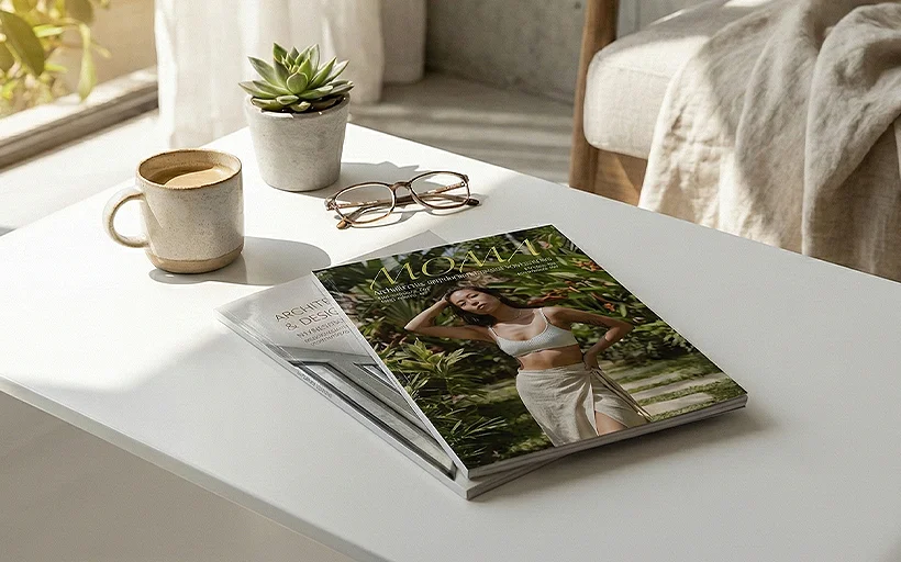 Product catalogues on a table
