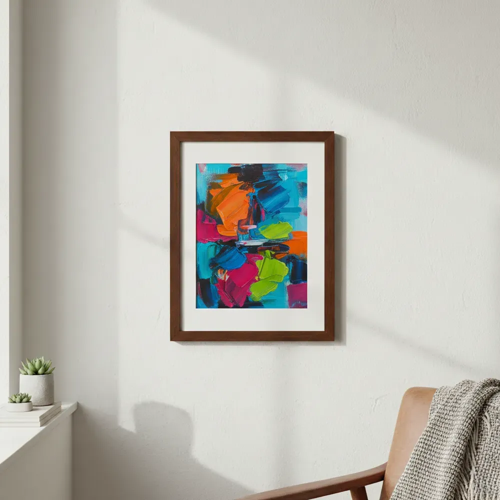 A framed print on a wall