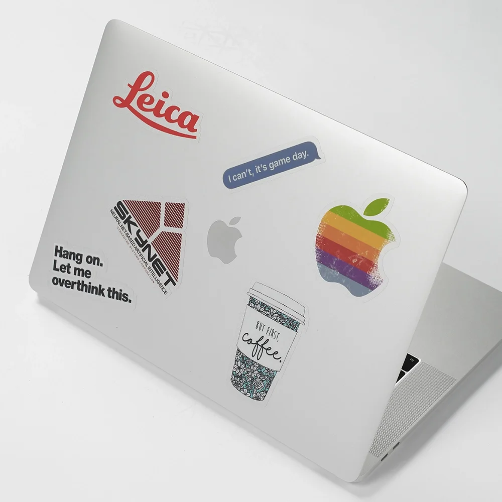 Transparent stickers on laptop