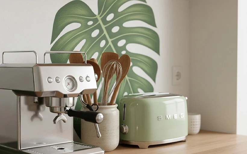A large Prodigi wall decal of a cheeseplant leaf