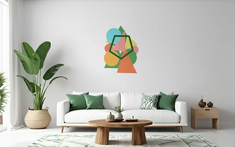 A wall decal of geometric shapes
