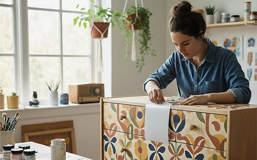Applying a furniture decal