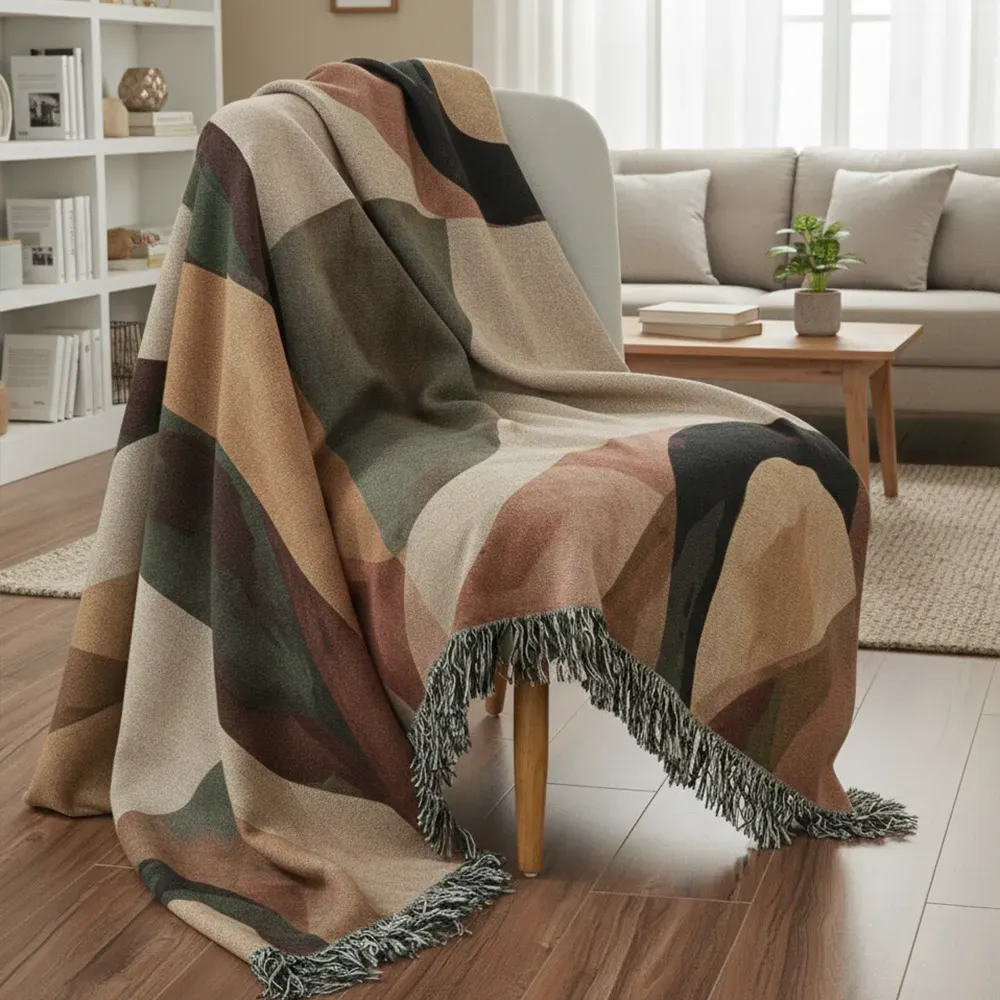 Woven blanket in use